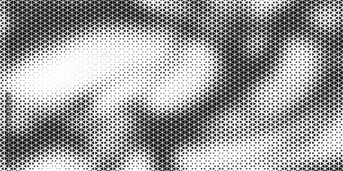 Abstract geometric black and white deco art halftone hexagone  and triangle print pattern