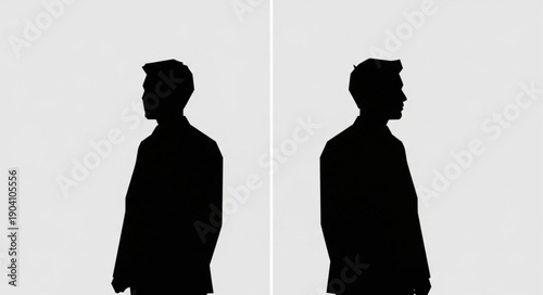 Silhouette of a man in a suit facing sideways.