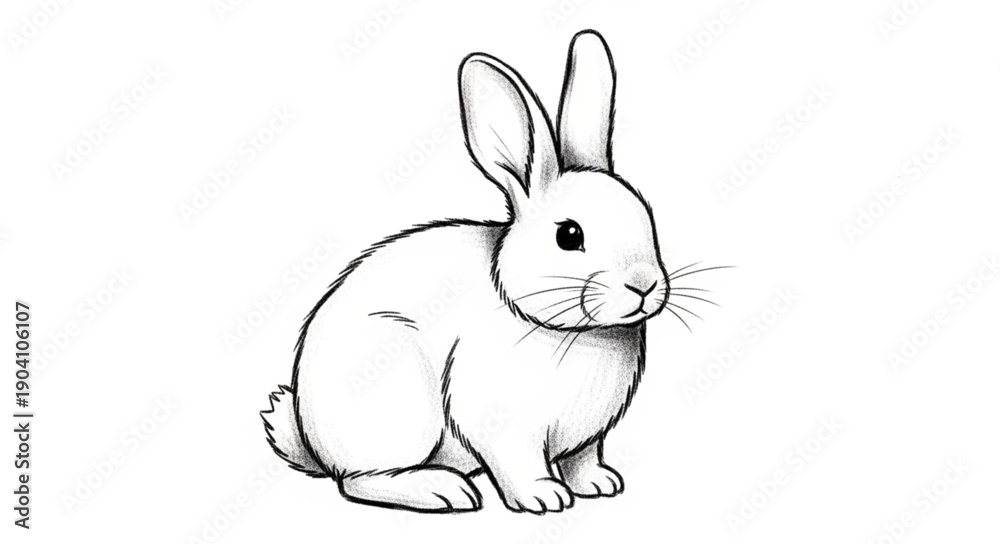 Obraz premium Cute White Rabbit Illustration.