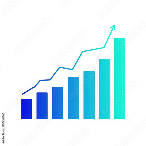 A bar chart showing a steady increase in data over time with a notable upward trend isolated on transparent background Free Download A bar chart showing a steady increase in data over time with a notable upward trend isolated on transparent background - GFXLoad