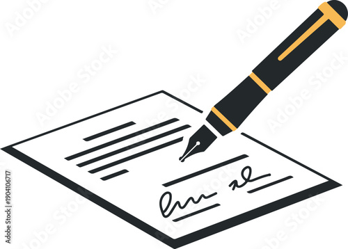 Signing Document with Pen Illustration Flat Design Style