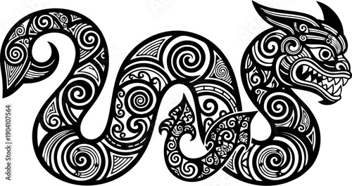 Maori Taniwha, Flat tattoo design