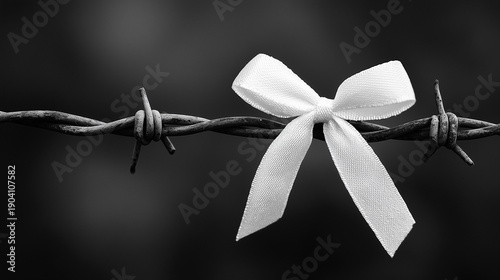 Delicate Ribbon Against Barbed Wire Vulnerability