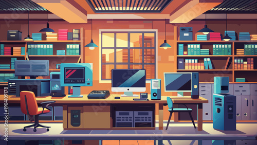 Cozy modern library with warm lighting and diverse seating arrangements