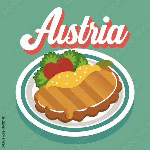 Austrian Wiener Schnitzel Dish with Greens