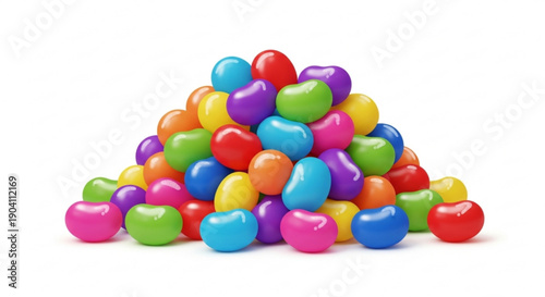 Colorful heap of jelly beans on white background assorted candy pile