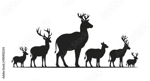 Deer Silhouette Herd Wildlife Animal Family.