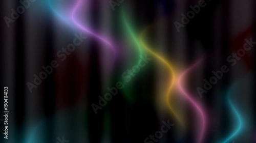 Abstract image featuring colorful wavy lines against a dark gradient background