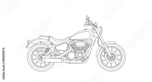 Detailed sketch of a classic motorcycle on a white background.