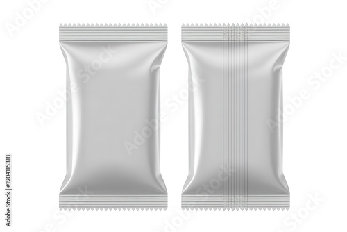 Blank white foil snack bar packaging mockup template