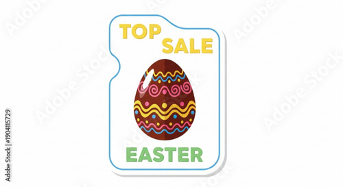 Colorful easter egg with top sale text on white background