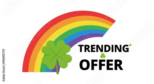 Trending offer icon with rainbow and shamrock