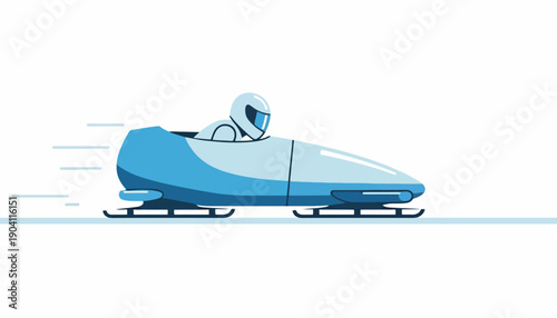 Dynamic illustration of a bobsled racing at high speed, with a focused athlete navigating the track. Capturing the thrill of winter sport and competitive action