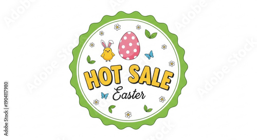 Easter hot sale sticker with bunny egg and butterflies on white