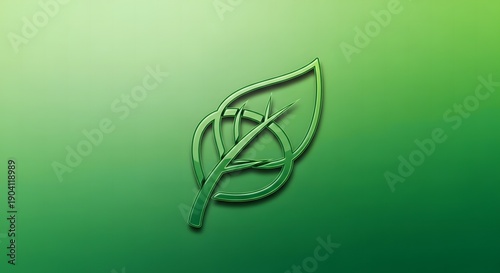 Green leaf icon with anarchist symbol overlay on gradient background