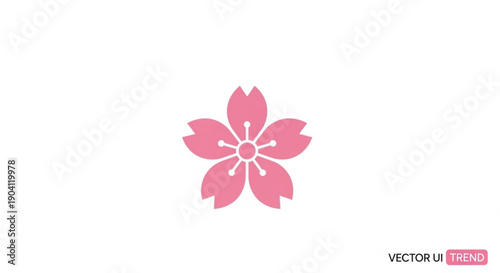 Pink cherry blossom flower logo with white details on clean background