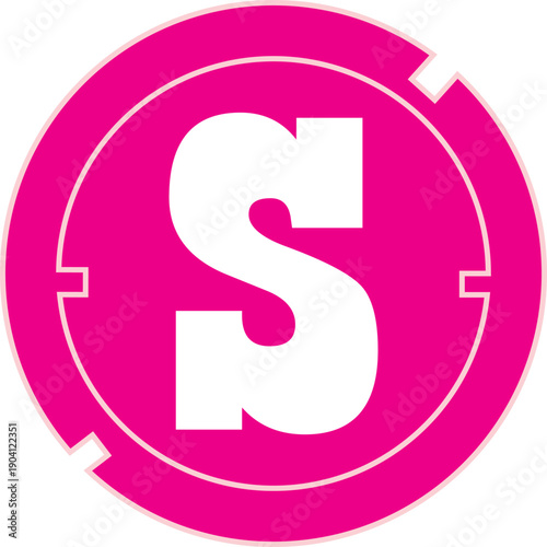 Vibrant pink circular coin icon with centered dollar symbol flat vector style for youthful digital finance brands