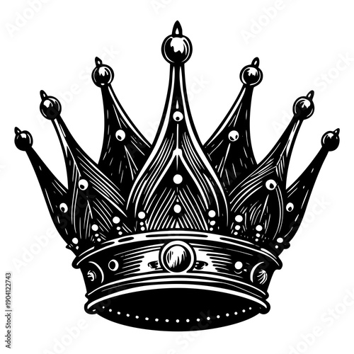 Elegant black crown with intricate cross patterns and sharp edges.