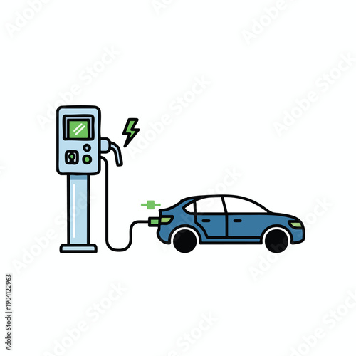Electric Vehicle Charging Station Illustration