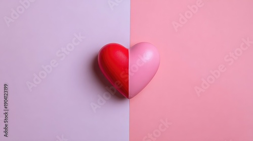 Red and Pink Heart on Soft Color Background Symbolizing Love and Affection for Romantic Themes and Celebrations of Relationships and Valentines Day