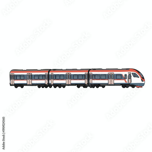 Modern Electric Train on White Background