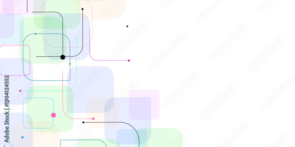 Fototapeta premium Abstract modern futuristic colorful geometric square shape overlapping layer on white background. 
