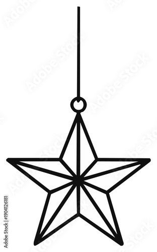 Hanging star outline decorative ornament vector graphic