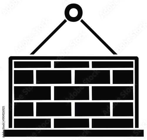 Hanging Brick Wall Silhouette Icon Vector Illustration Isolated