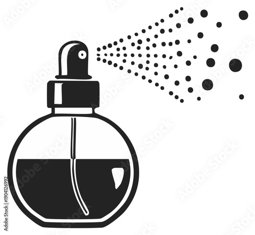Perfume bottle spraying scent aroma