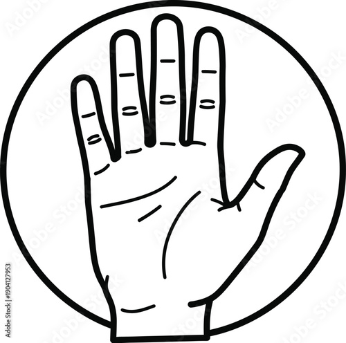 Line art icon of hand silhouette isolated on transparent background