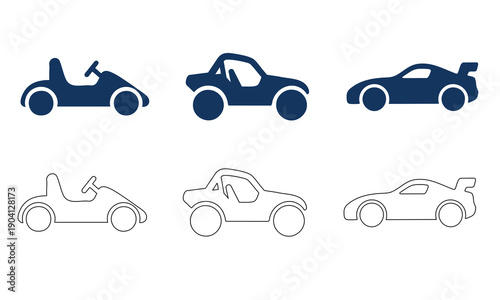 Autonomous Car and Vehicle Icons Set