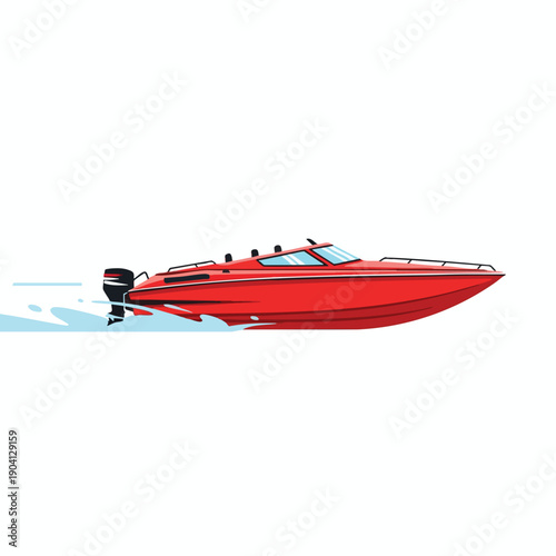 Red Speedboat on Water