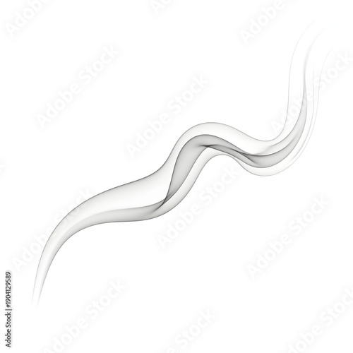 A wispy, translucent plume of white smoke elegantly curls and dances against a stark white background. illustration