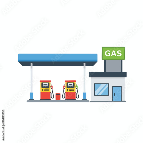 Simplified Gas Station Illustration