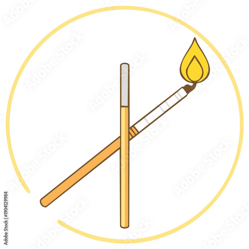 Crossed lit cigarettes minimalist cartoon illustration smoking addiction danger concept