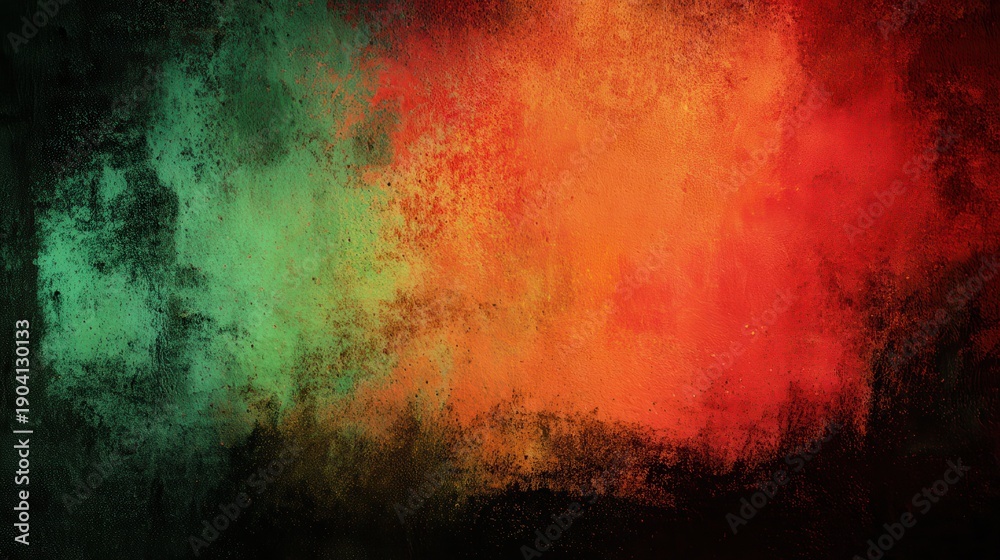 Fototapeta premium black history month canvas grunge concept. Abstract colorful texture with green, orange, and red hues.
