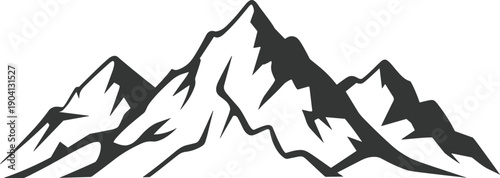 Mountain silhouette illustration rocky alpine peaks landscape nature outdoor scenic wilderness isolated vector black travel adventure design horizon