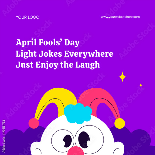 Hand Drawn Flat Cartoon Style Illustration For Happy April Fools Day Background