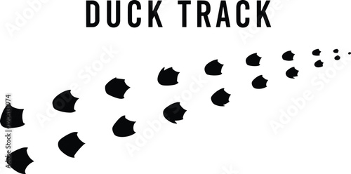 Duck footprints trail illustration showing bird tracks pattern isolated on white background, wildlife concept for nature design and stock use