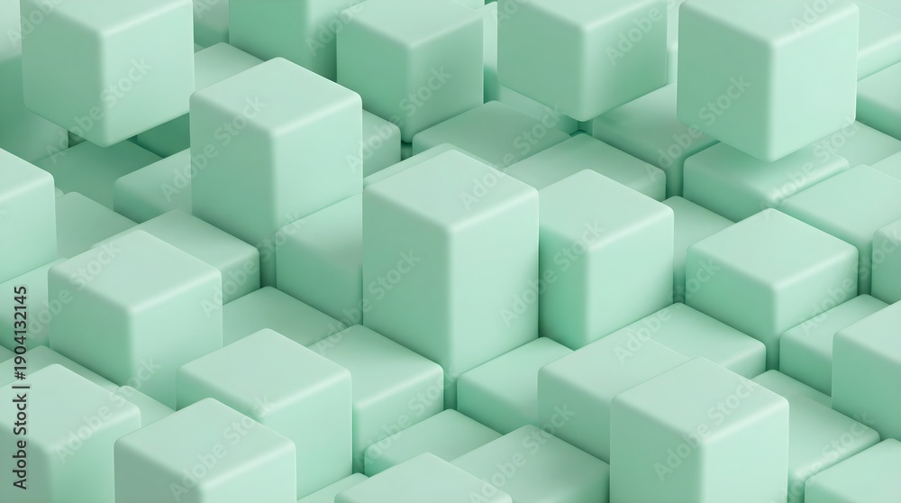 Obraz premium Abstract 3D Cube Background in Mint Green