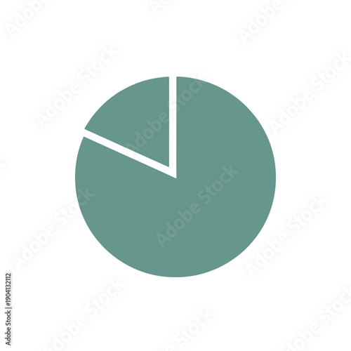 Green and blue pie chart icon, flat bold outline vector for data visualization. Financial analysis, business statistics, proportion diagram.