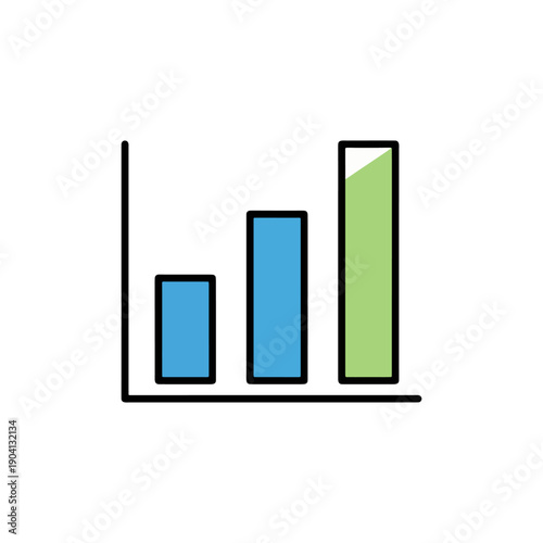 Pie chart icon with colorful segments, flat outline vector symbol. Data visualization, business analysis, proportion breakdown.