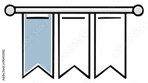 Icon of three hanging banners on a rod with one highlighted