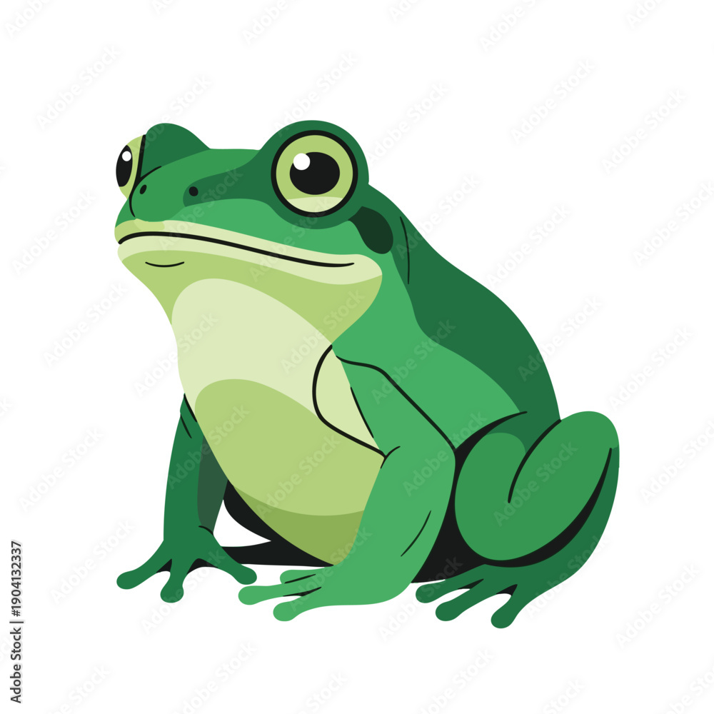 Fototapeta premium Green Frog Illustration on White Background