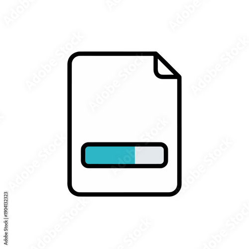 Document file with blue bar at the bottom. New file, draft status, or footer section symbol, flat outline vector.