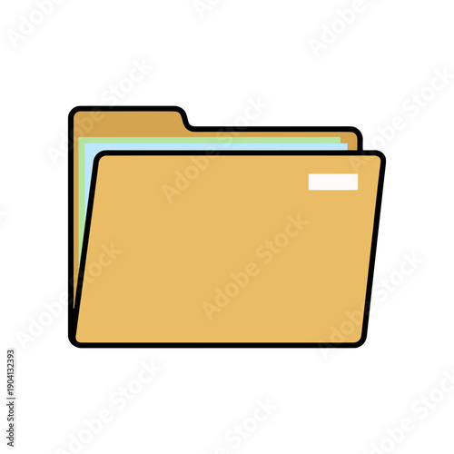 Folder icon with orange highlight, flat outline vector. Selected folder, new file location, or important directory symbol.