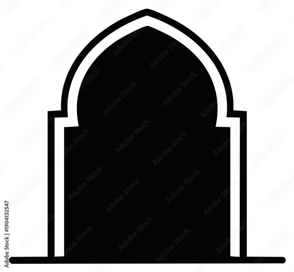 Fototapeta premium Arabesque Arch Silhouette, Islamic Design Element, Geometric Pattern, Architectural Ornament
