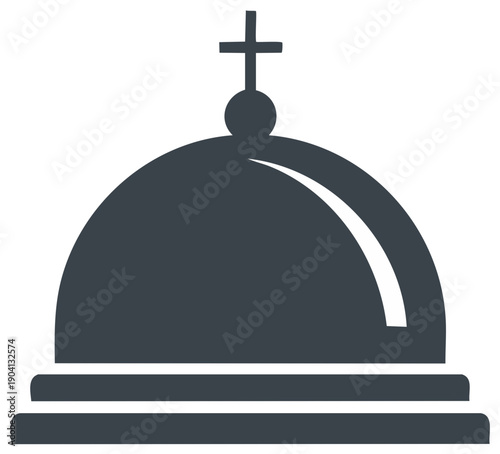 Vector Illustration Showcasing Orthodox Church Dome with Cross, Depicting Spiritual Symbolism and Architectural Design