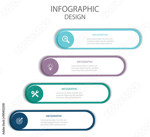 Vector infographic template with three steps or options. timeline with 4 steps, options. can be used for workflow diagram, info chart, web design.