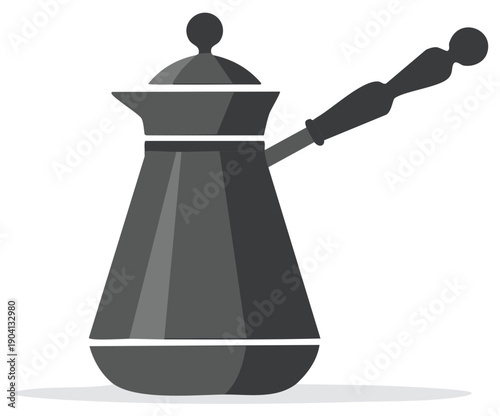 Isolated illustration of a traditional coffee pot with lid and handle